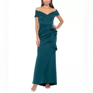 NWT XSCAPE Scuba Off-The-Shoulder Gown